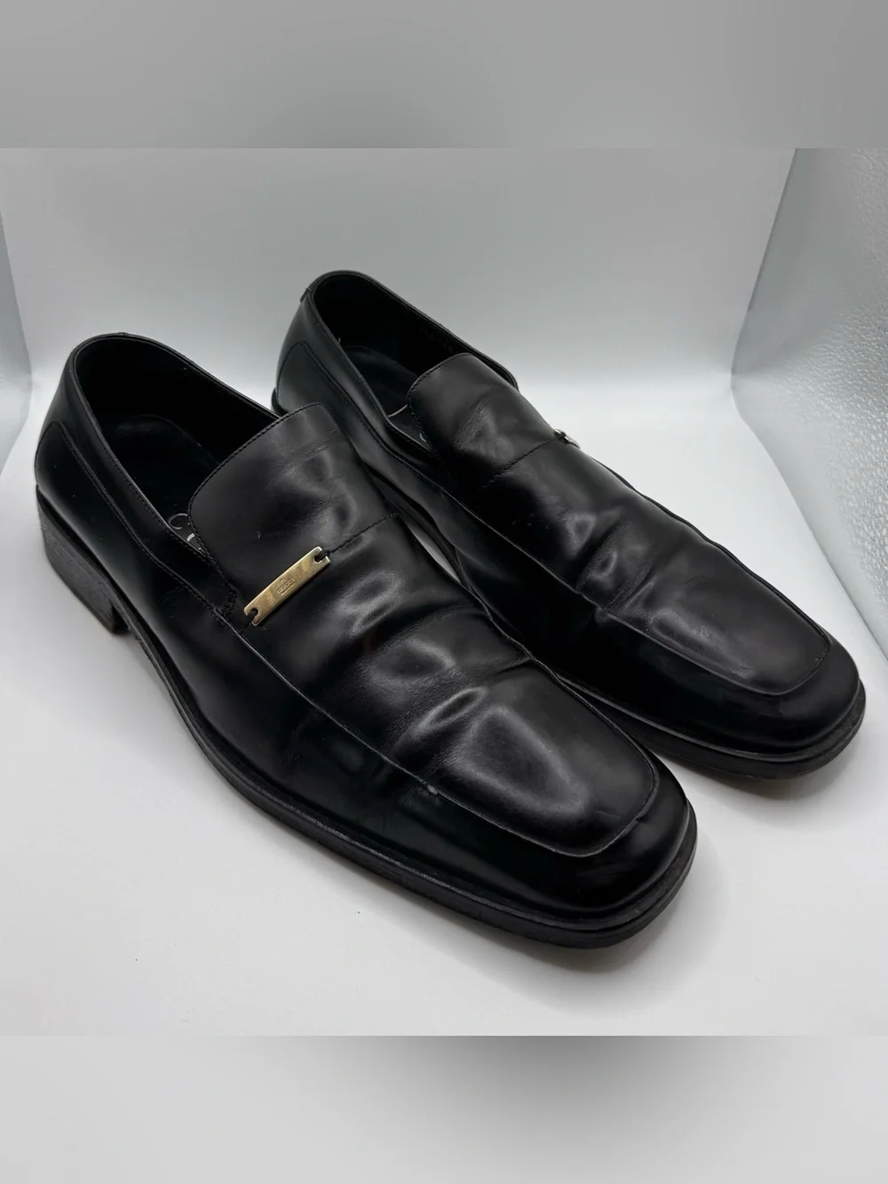 Vintage 90’s Gucci Men’s Square Toe Loafers Gold Hardware Size 9 Slip On